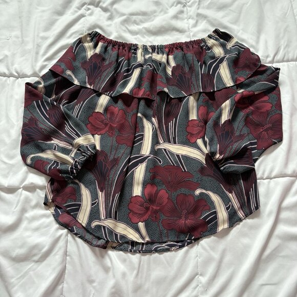 Ann Taylor Women Size XS Floral Off Shoulder Top Blouse Officechic Business City - Picture 8 of 9